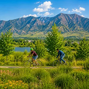 Thornton Colorado bike trail with mountain views
