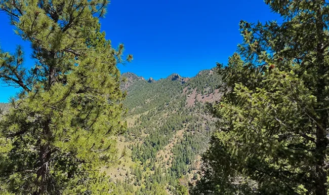 Eldorado Canyon State Park: Rattlesnake Gulch trail view of mountain