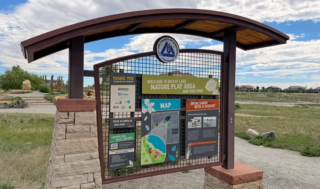McKay Lake Park and Open Lands Entry information sign
