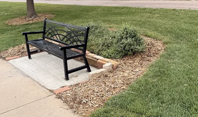 Midway Park North, Broomfield, CO. Disc golf bench