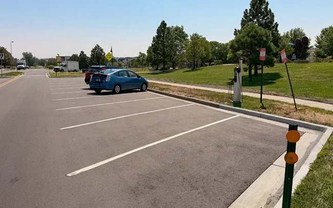 Northside Free Parking With EV Charging Station: Founders Park, Superior, CO.