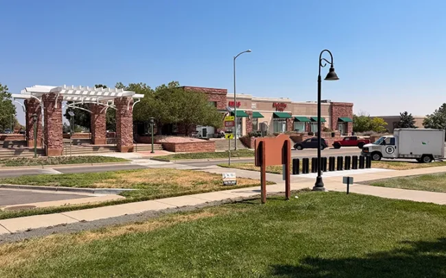 Northside Free Parking & Shops Across the Street: Founders Park, Superior, CO.