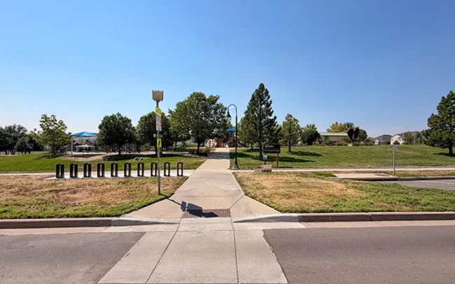 Park Entrance Facing North: Founders Park, Superior, CO.