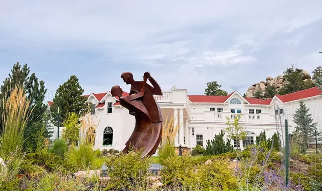 The Stanley Hotel and sculpture garden in Estes Park, Colorado