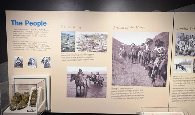Alpine Visitor Center exhibit about the people and history of Rocky Mountain National Park