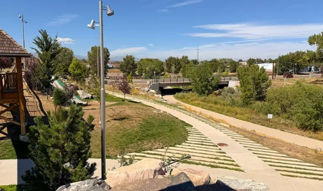 Paved walking & bike paths and open space at Westminster Station Park Nature Playground