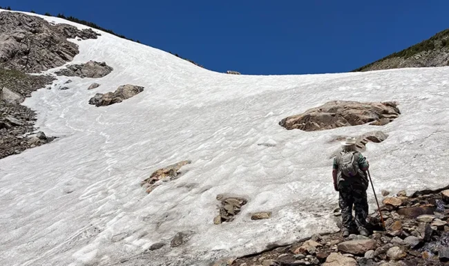 Exploring the St. Mary’s Glacier snowfield.