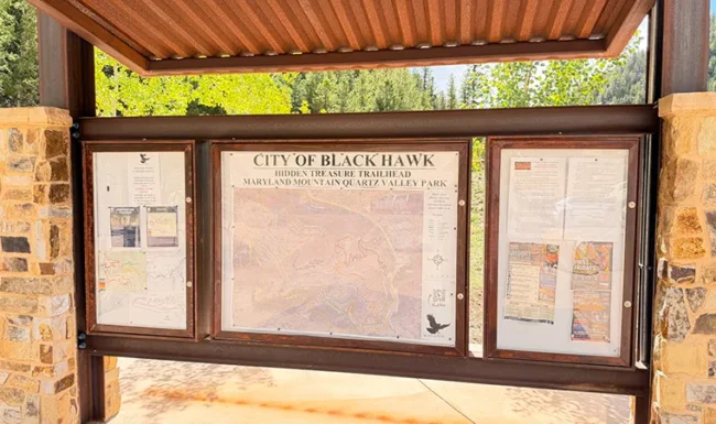 City of Black Hawk - Hidden Treasure trailhead map and information board