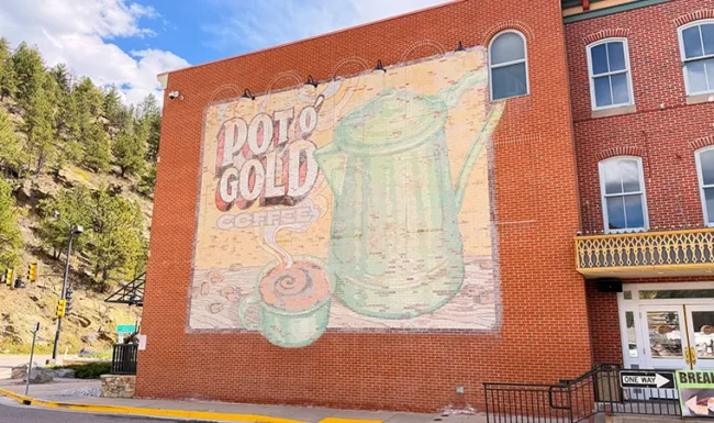 Pot of Gold Coffee retro mural in Blak Hawk