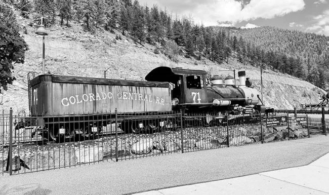 Historic steam locomotive No. 71 in Black Hawk, Colorado