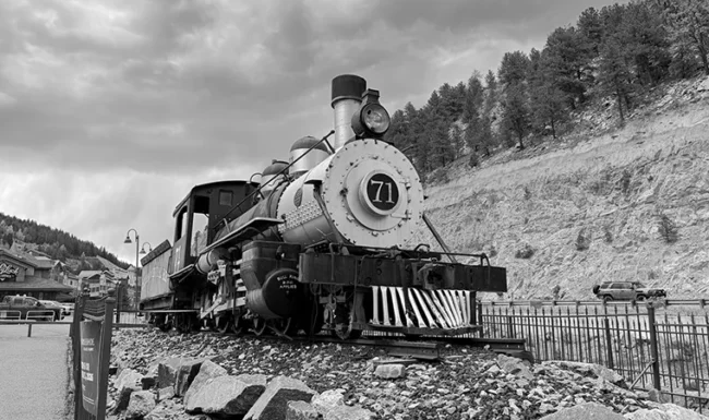 Historic steam locomotive No. 71 in Black Hawk, Colorado