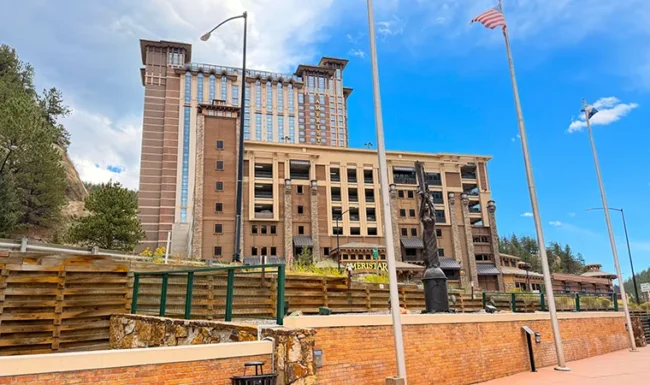 Ameristar Casino and the Dawn of Glory sculpture in Black Hawk, Colorado