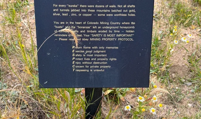 Historic Colorado Mining Country interpretive sign in Central City, Colorado