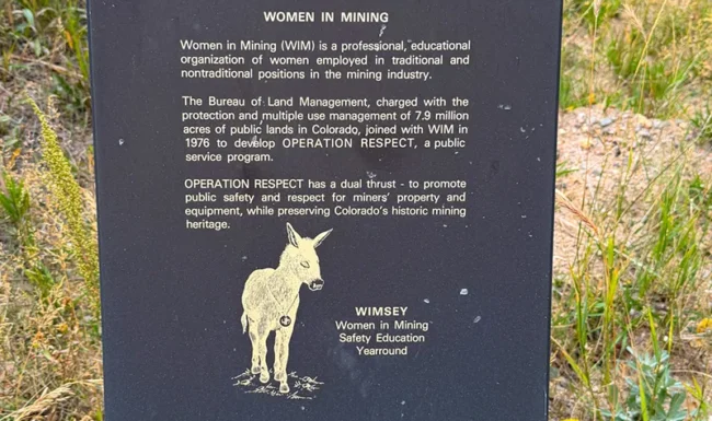 Women in Mining interpretive sign in Central City, Colorado