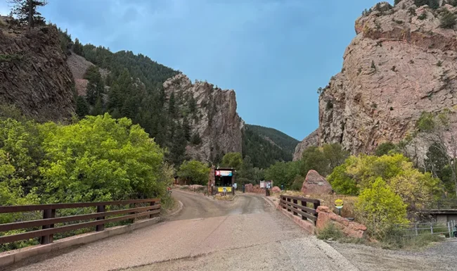 Road and bridge entering Eldorado Canyon State Park
