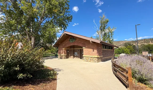Restroom building at Bohn Park in Lyons, Colorado