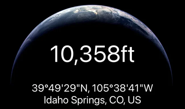 Elevation of 10,358 feet at St. Mary’s Glacier entrance area.