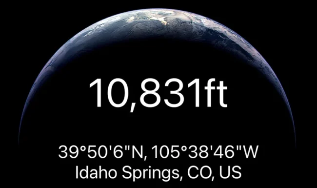 Saint Mary's Glacier trail iPhone altimeter reading at snowfield