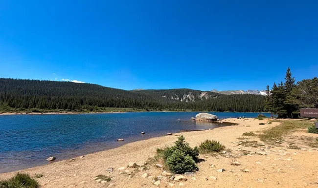 Brainard Lake Beach and the Indian Peaks