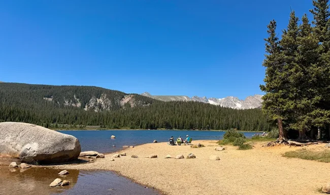 Brainard Lake Beach and the Indian Peaks